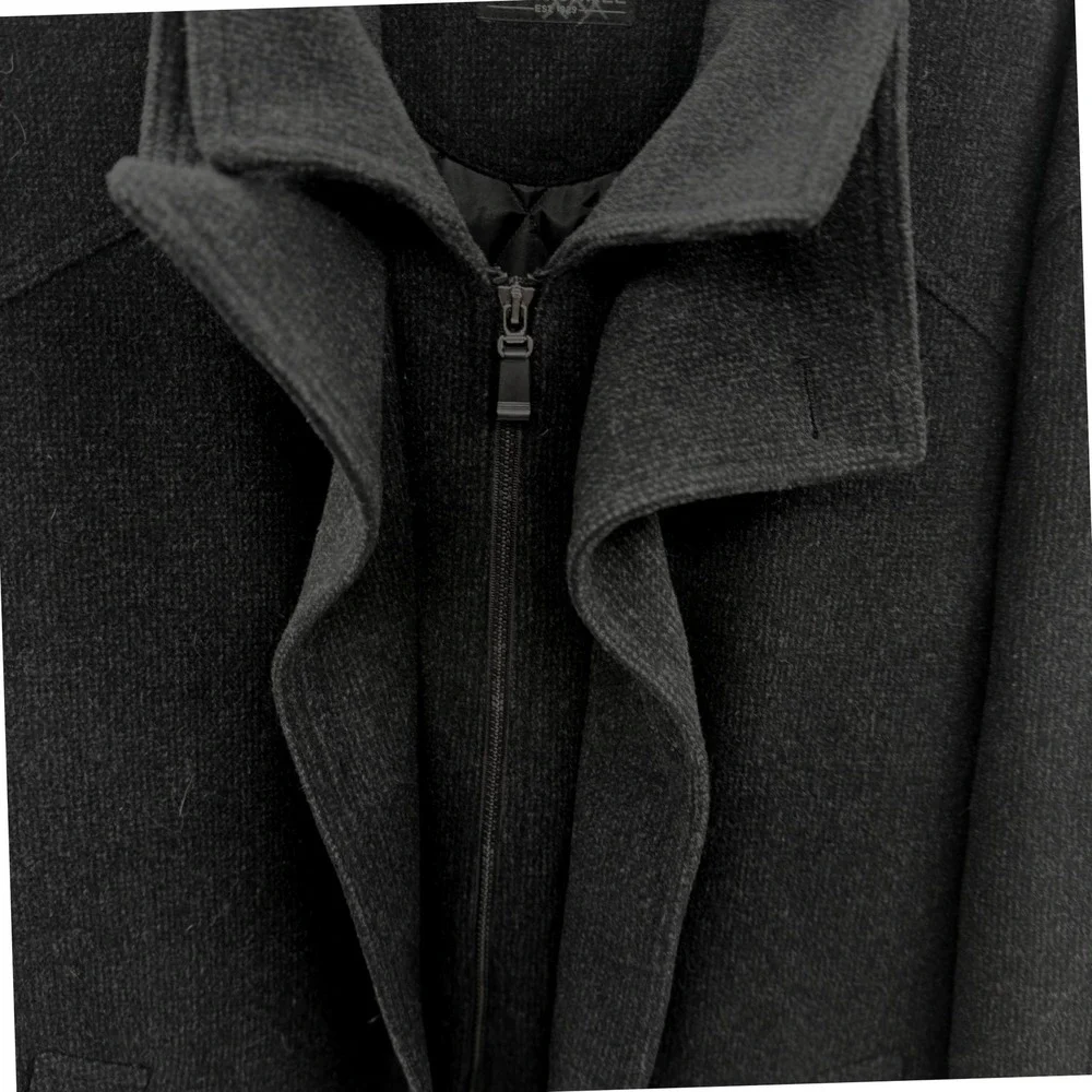 Mark Shale Wool Blend Carter Jacket Mens 42R Charcoal Zip Coat Winter Minimalist